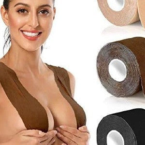 Gone Bra Adhesive Breast Lift Tape Cup D–F with Silk Nipple Covers.