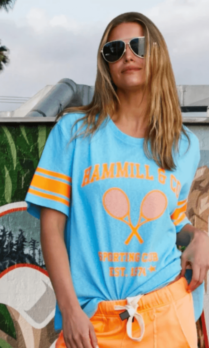 Hammill & Co Tennis Tee - Aqua Orange.