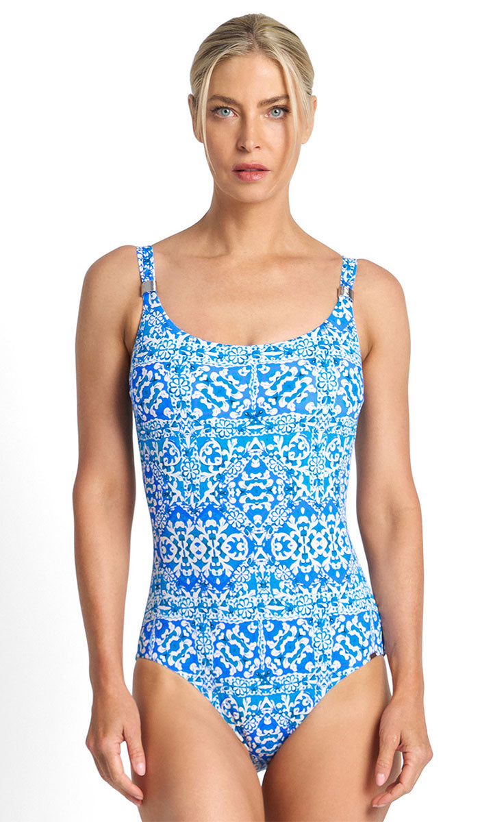 Jantzen Bazaar Cuff Multi Scoop One Piece - Blue_1