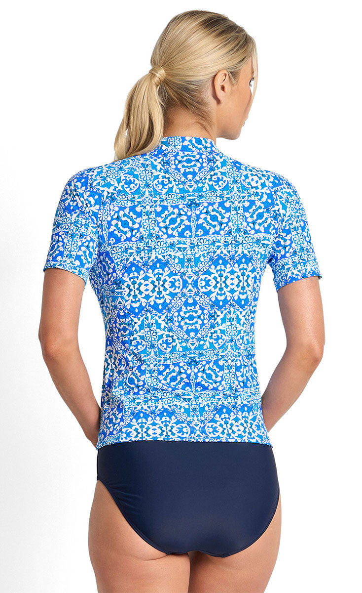 Jantzen Bazaar Short Sleeve Mastectomy Rashie - Blue_2