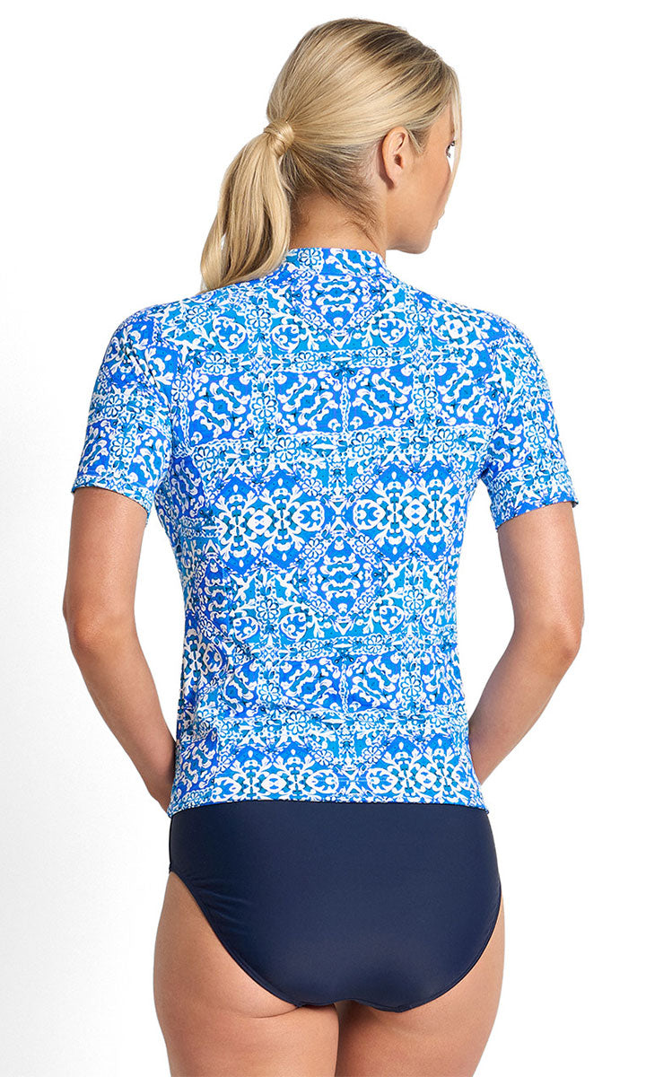 Jantzen Bazaar Short Sleeve Mastectomy Rashie - Blue_2