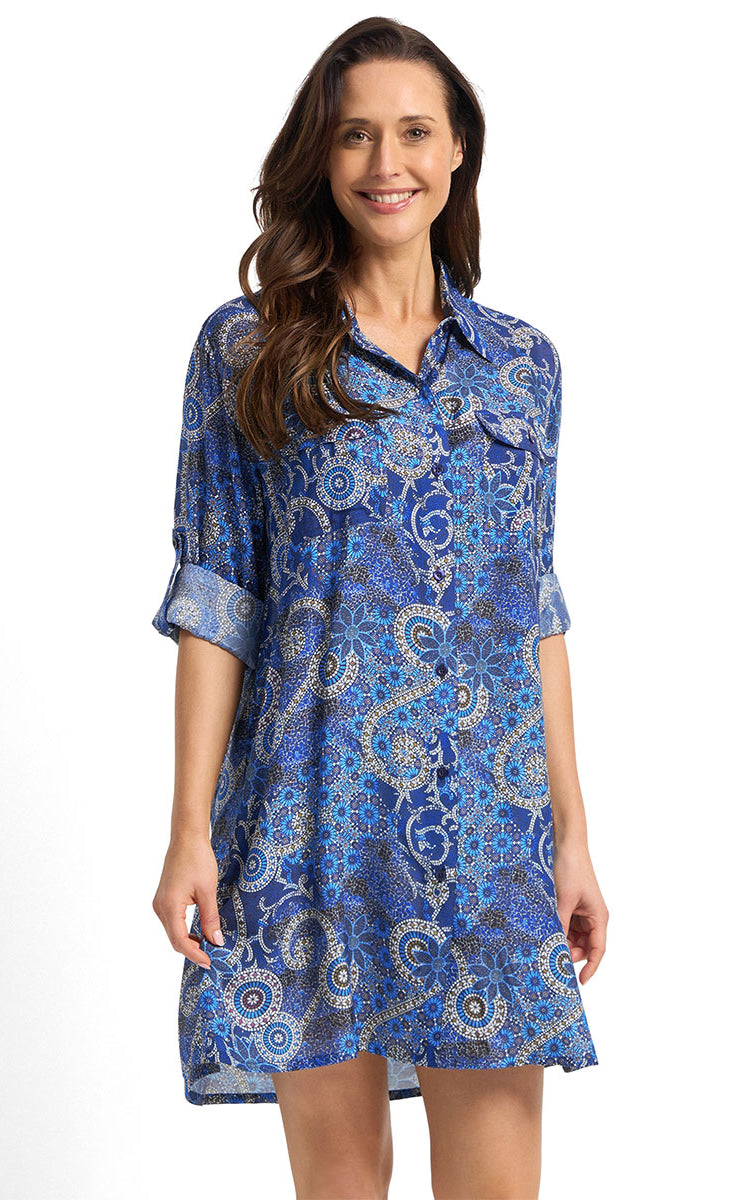 Jantzen Desert Button Through Shirt - Navy_1