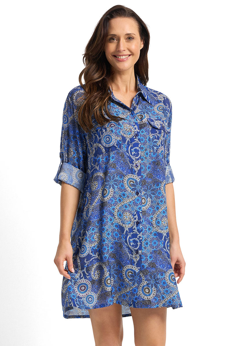 Jantzen Desert Button Through Shirt - Navy_1