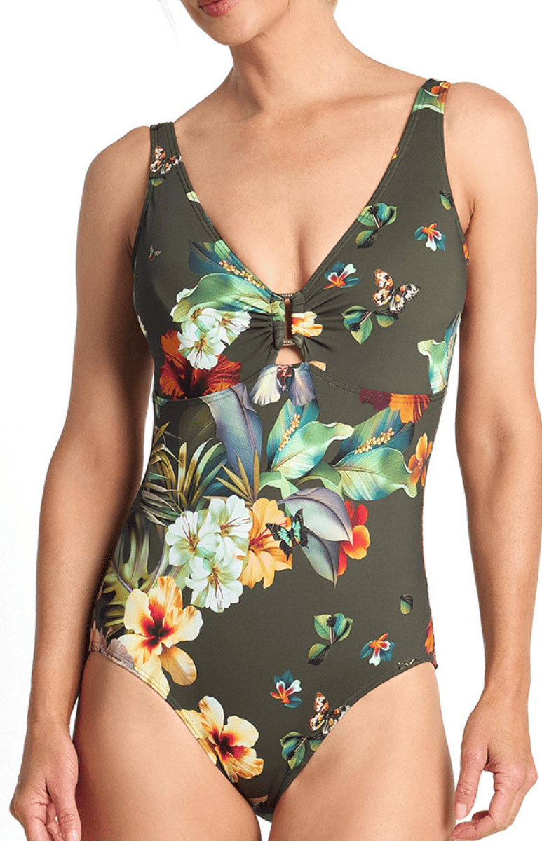 Jantzen Hibiscus Buckle One Piece Forest.