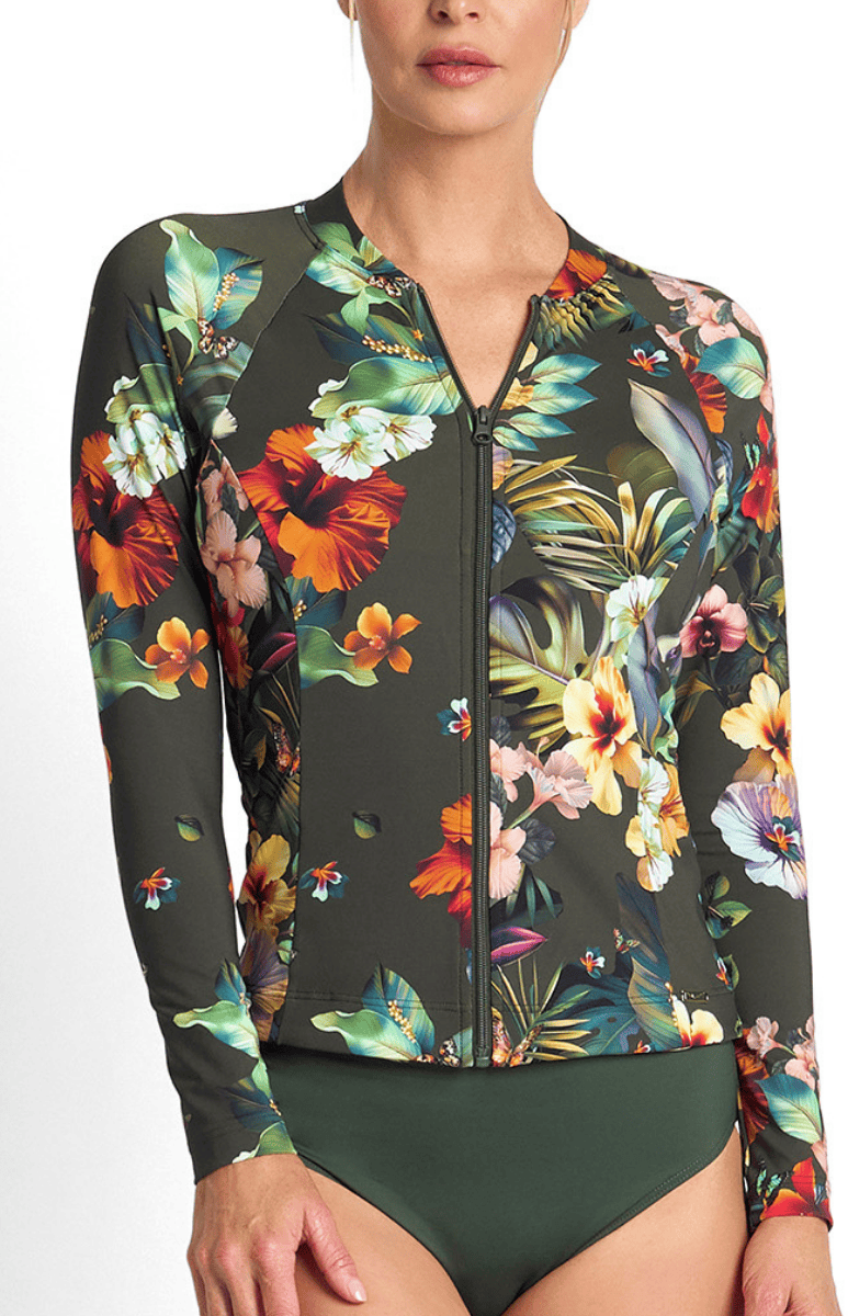 Jantzen Hibiscus Long Sleeve Mast Rashie Forest.