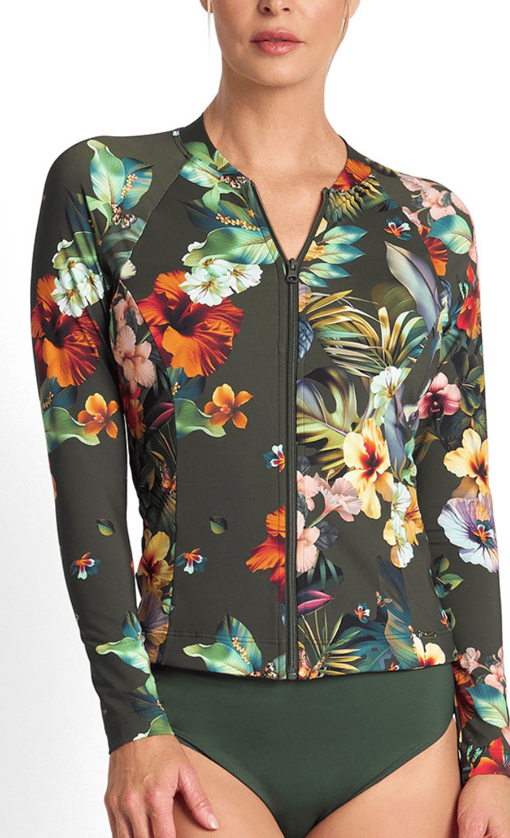Jantzen Hibiscus Long Sleeve Mast Rashie Forest.