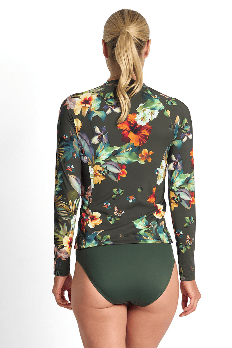 Jantzen Hibiscus Long Sleeve Mast Rashie Forest.