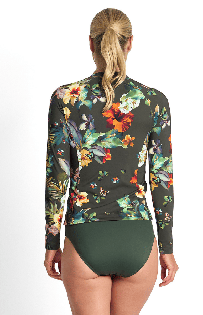 Jantzen Hibiscus Long Sleeve Mast Rashie Forest.