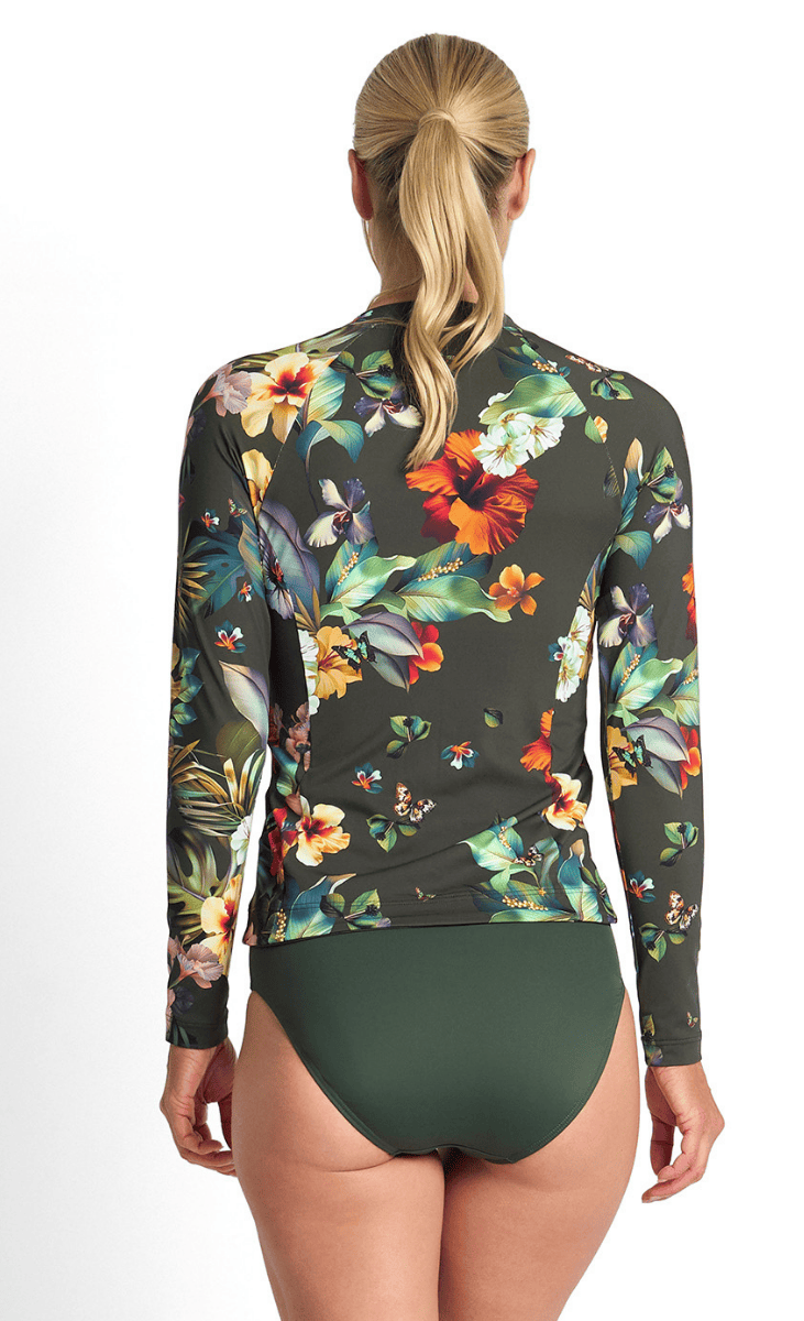 Jantzen Hibiscus Long Sleeve Mast Rashie Forest.