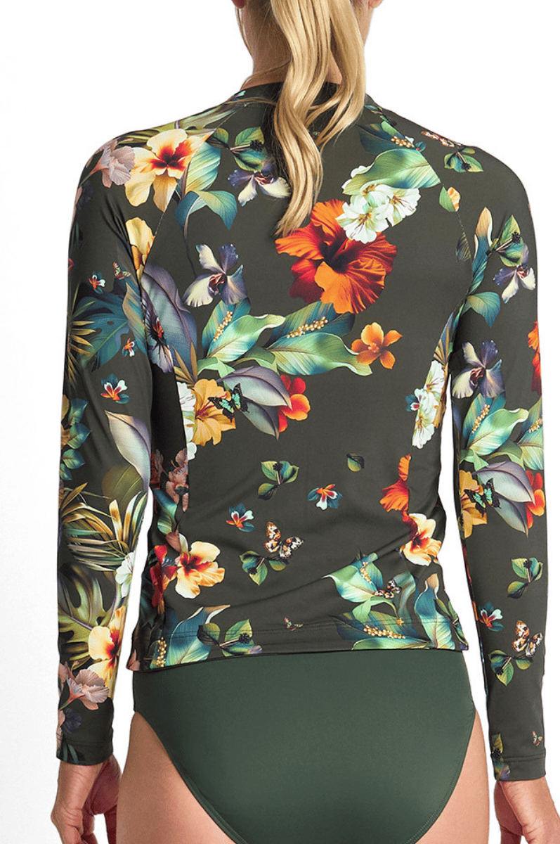 Jantzen Hibiscus Long Sleeve Mast Rashie Forest.
