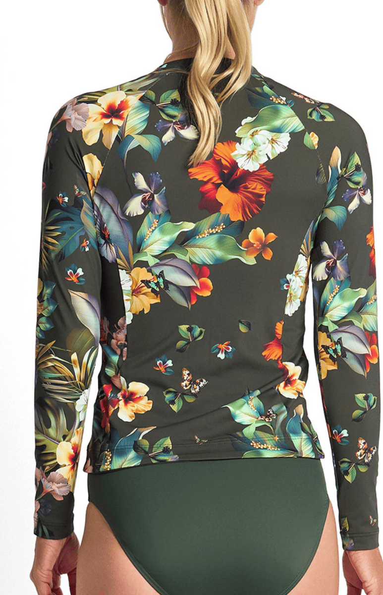 Jantzen Hibiscus Long Sleeve Mast Rashie Forest.