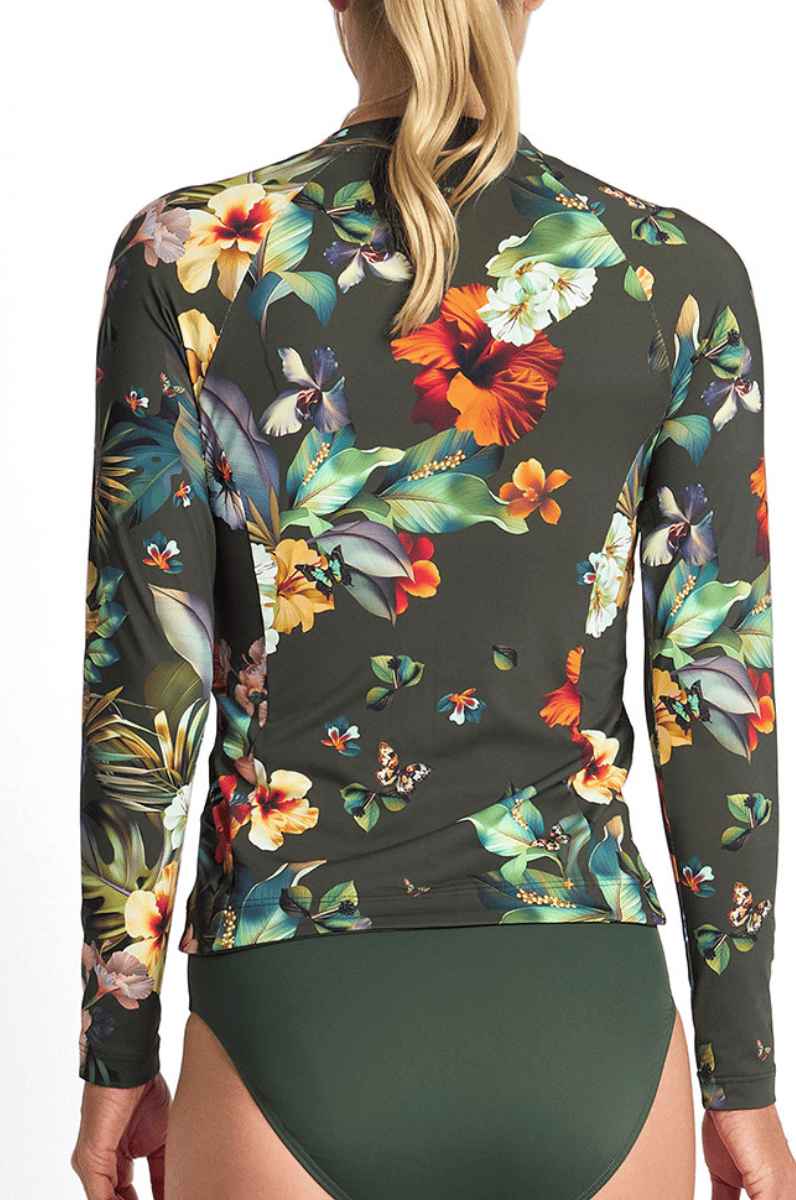 Jantzen Hibiscus Long Sleeve Mast Rashie Forest.
