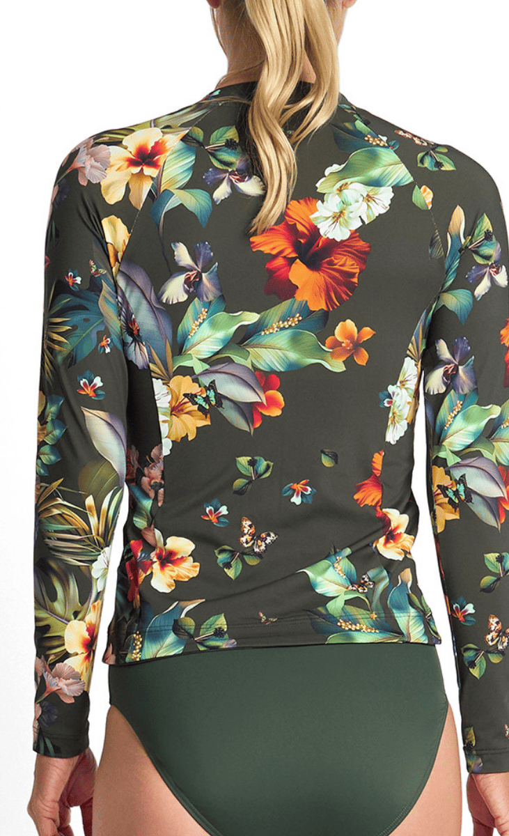 Jantzen Hibiscus Long Sleeve Mast Rashie Forest.