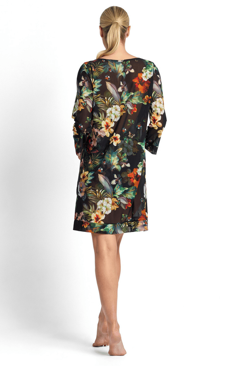 Jantzen Hibiscus Mesh Beach Smock Black.