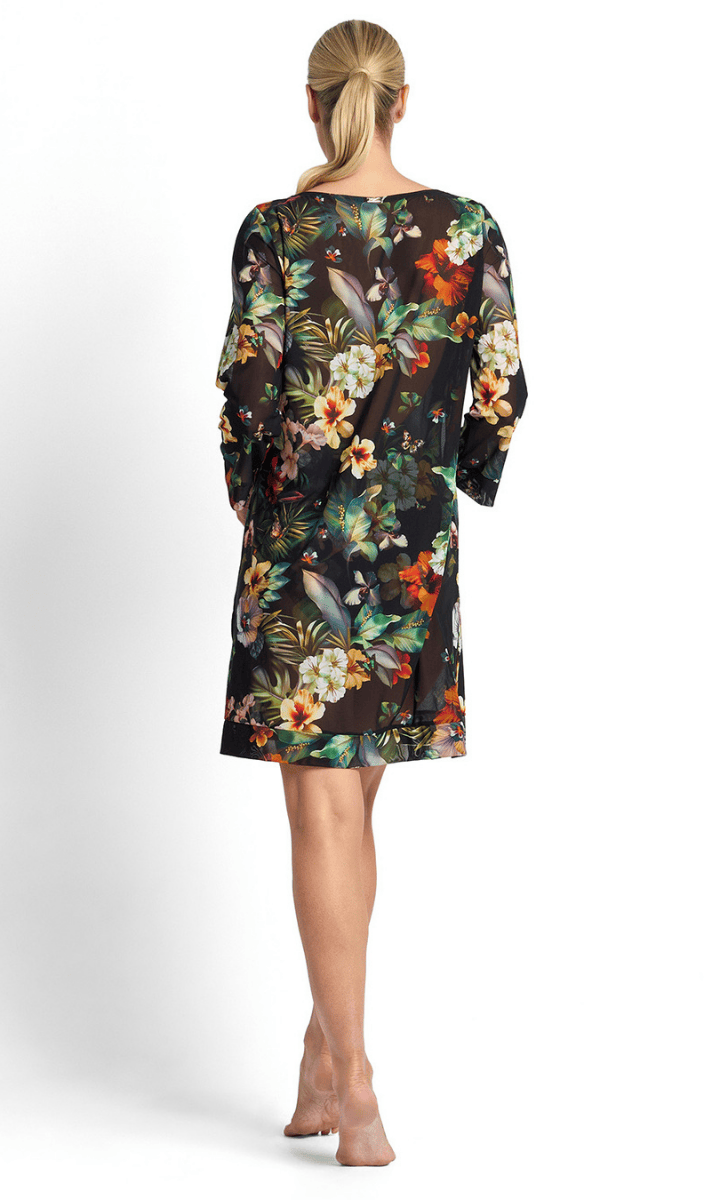 Jantzen Hibiscus Mesh Beach Smock Black.