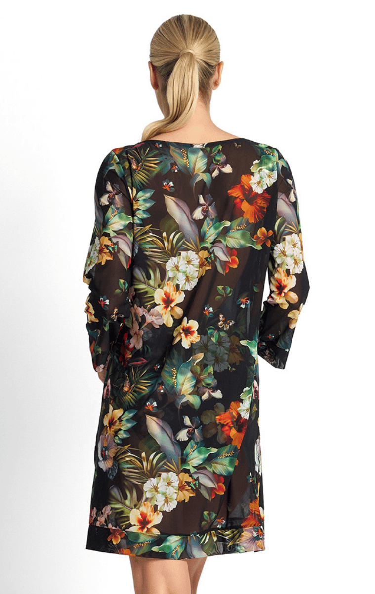 Jantzen Hibiscus Mesh Beach Smock Black.