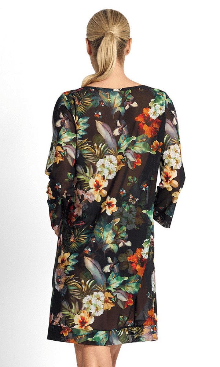 Jantzen Hibiscus Mesh Beach Smock Black.