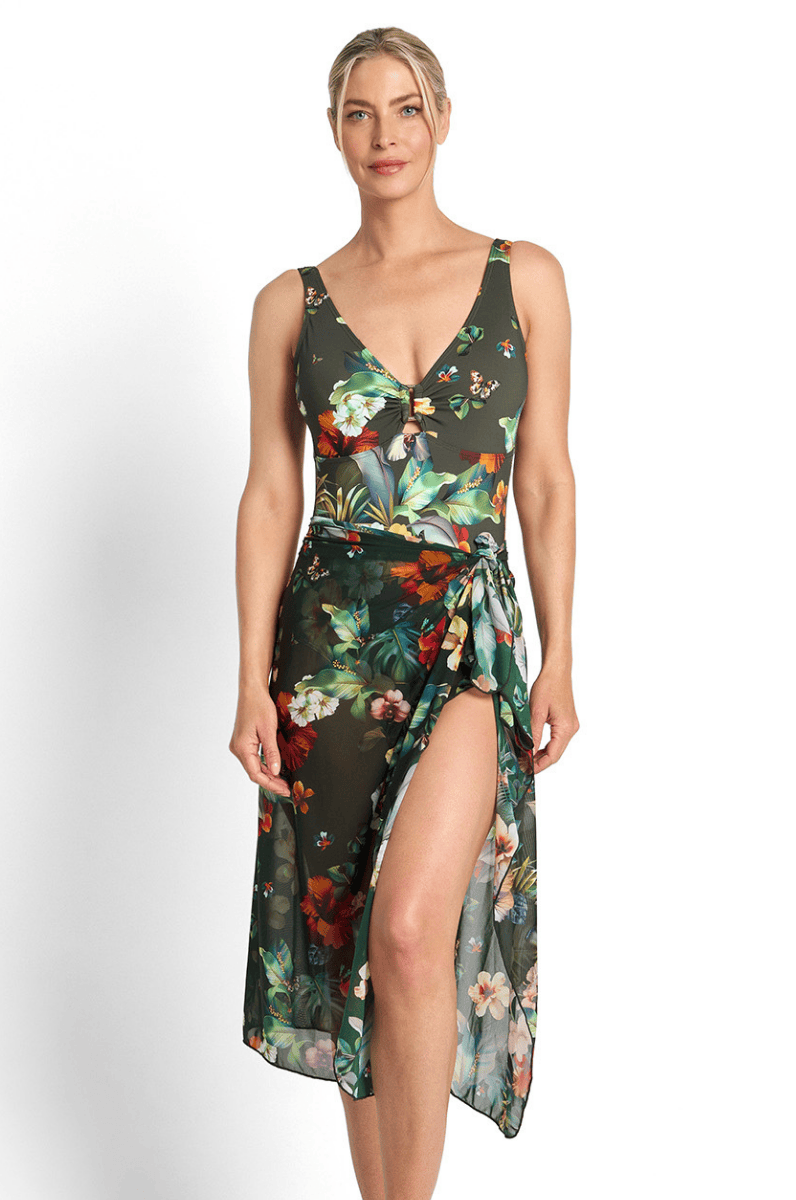 Jantzen Hibiscus Forest Mesh Sarong.