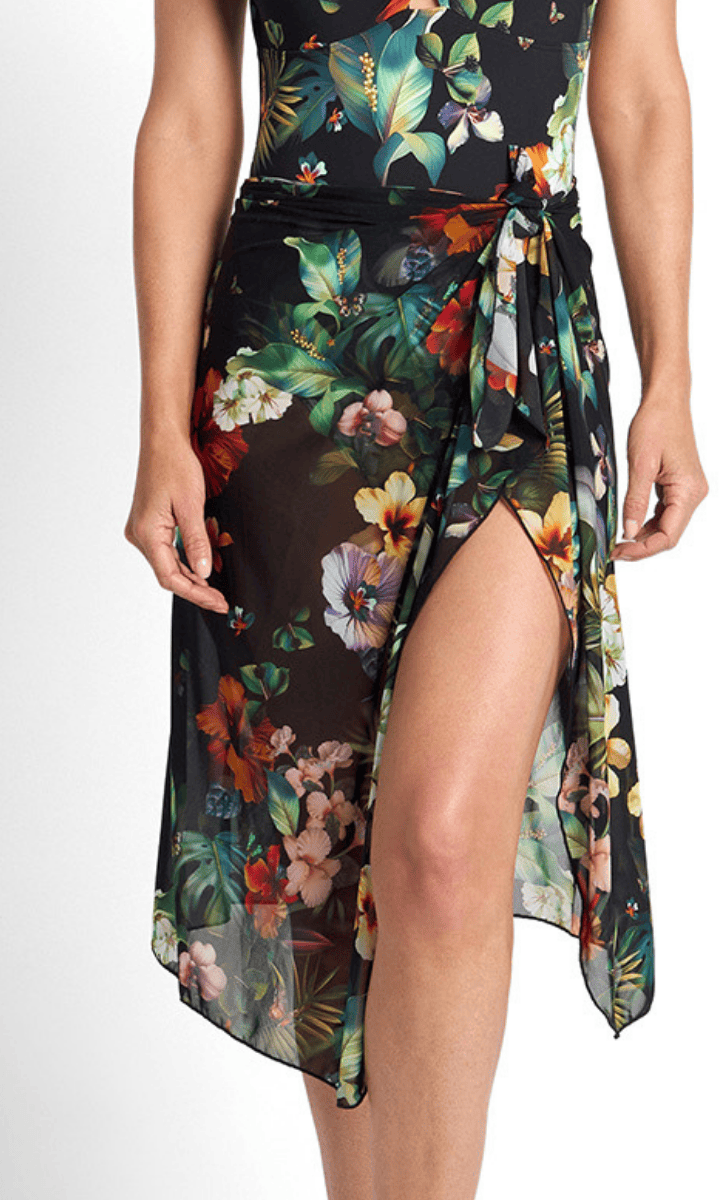 Jantzen Hibiscus Black Mesh Sarong.