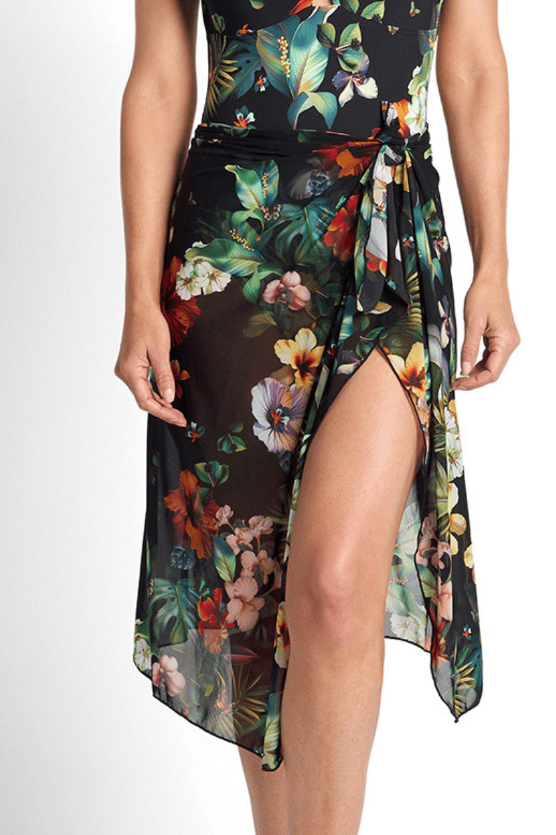 Jantzen Hibiscus Black Mesh Sarong.