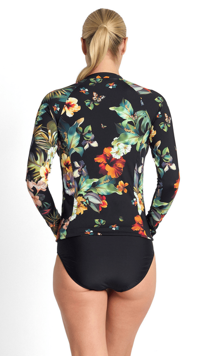 Jantzen Hibiscus Long Sleeve Mast Rashie Black.