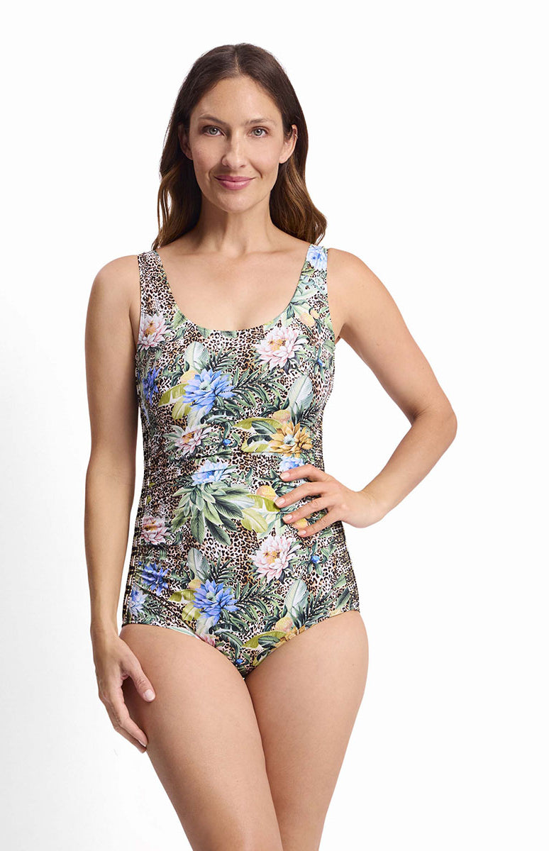 Jantzen Tropica Pintuck Mastectomy One Piece - Army_4
