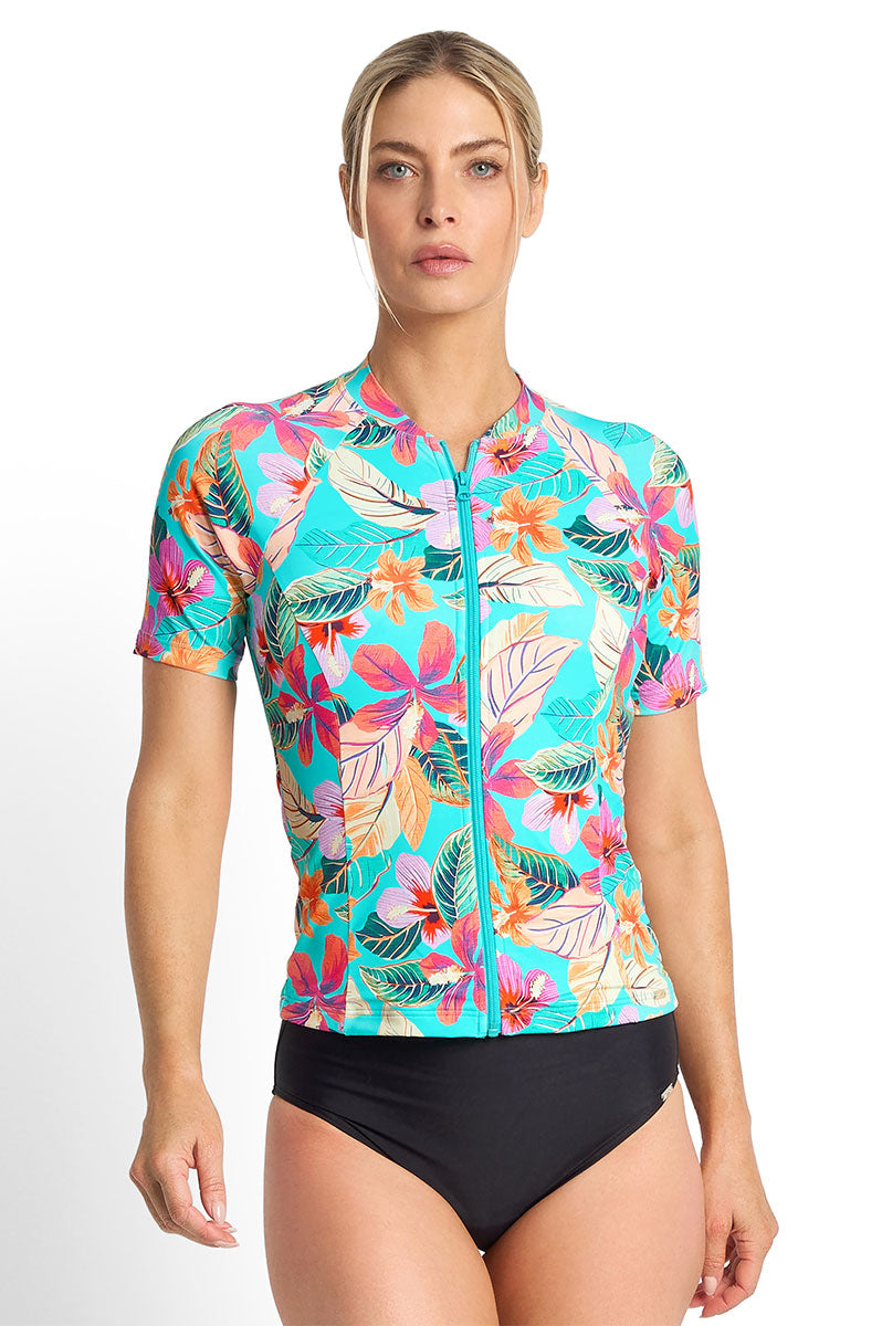 Jantzen Phuket Short Sleeve Mast Rashie - Aqua_1