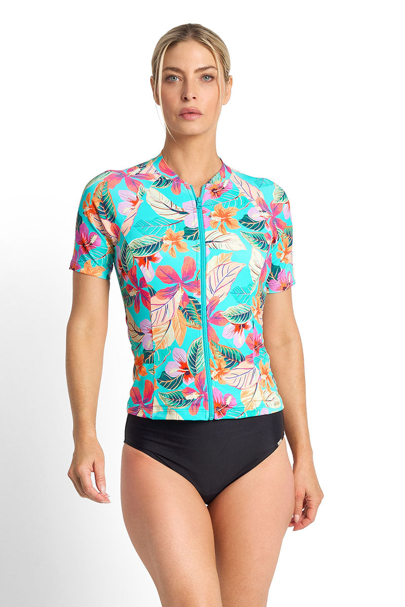 Jantzen Phuket Short Sleeve Mast Rashie - Aqua_3