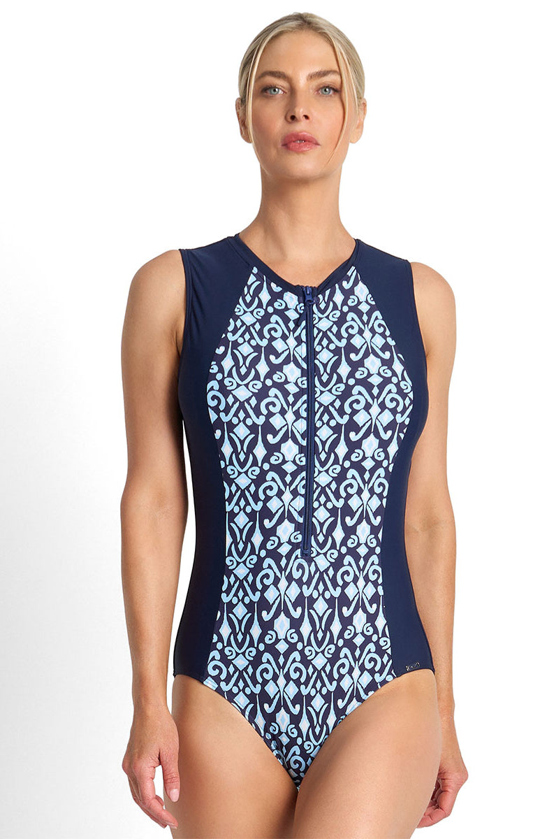 Jantzen Select Active Zip Front Mastectomy One Piece - JA84864MAS - Navy_1