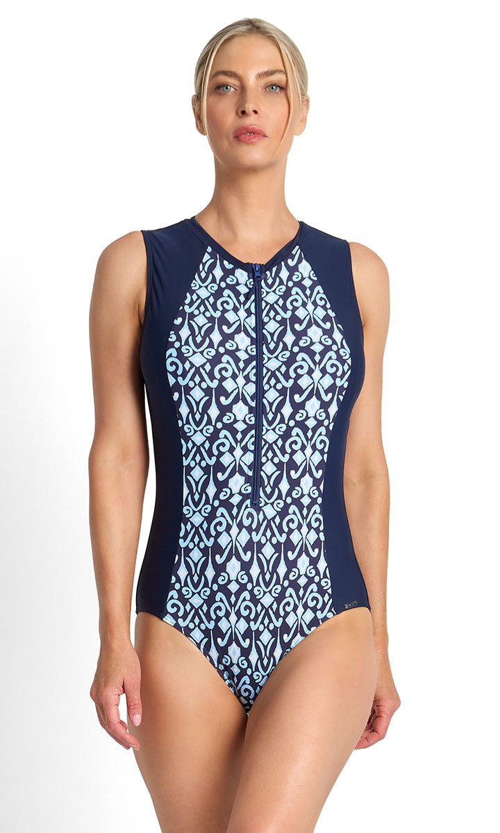 Jantzen Select Active Zip Front Mastectomy One Piece - JA84864MAS - Navy_3