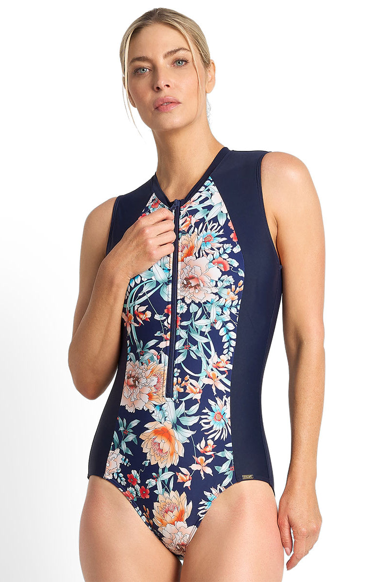 Jantzen Select Active Zip Front Mastectomy One Piece - JA84941MAS - Navy_1