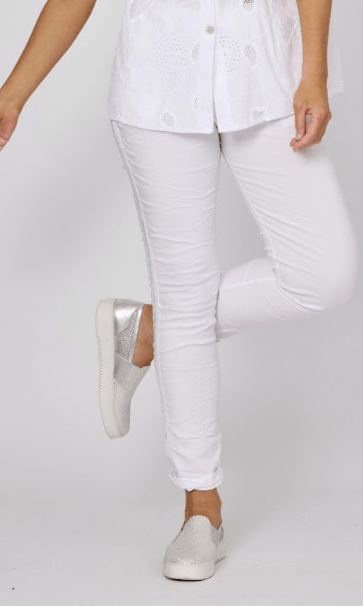 La Strada Tape Stretch Jogger Pant White.