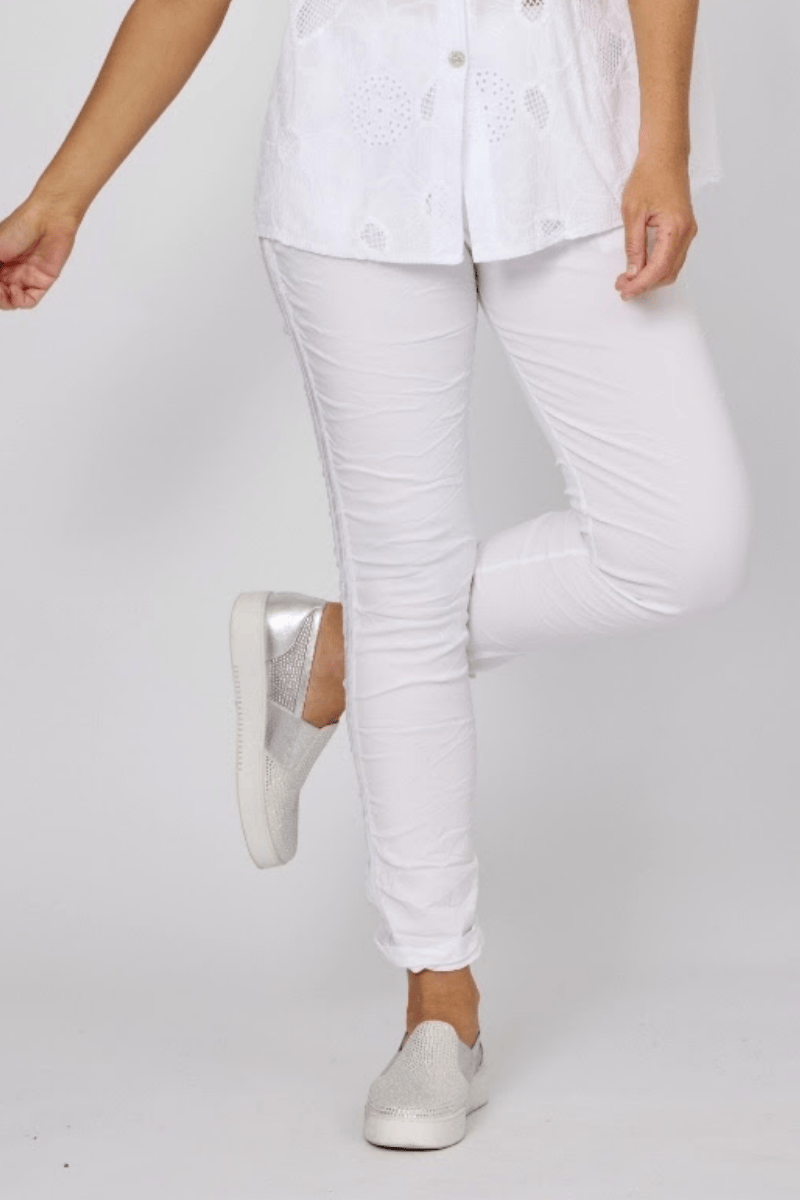 La Strada Tape Stretch Jogger Pant White.