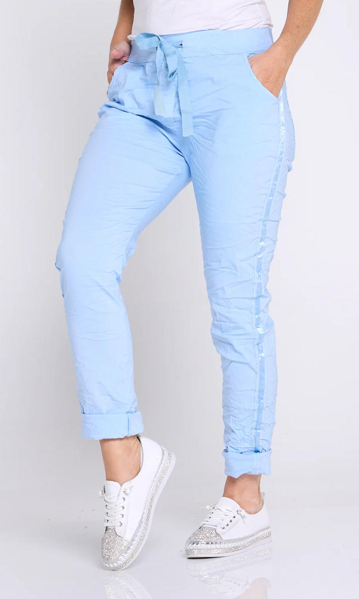 La Strada Tape Stretch Jogger Pant Sky Blue.
