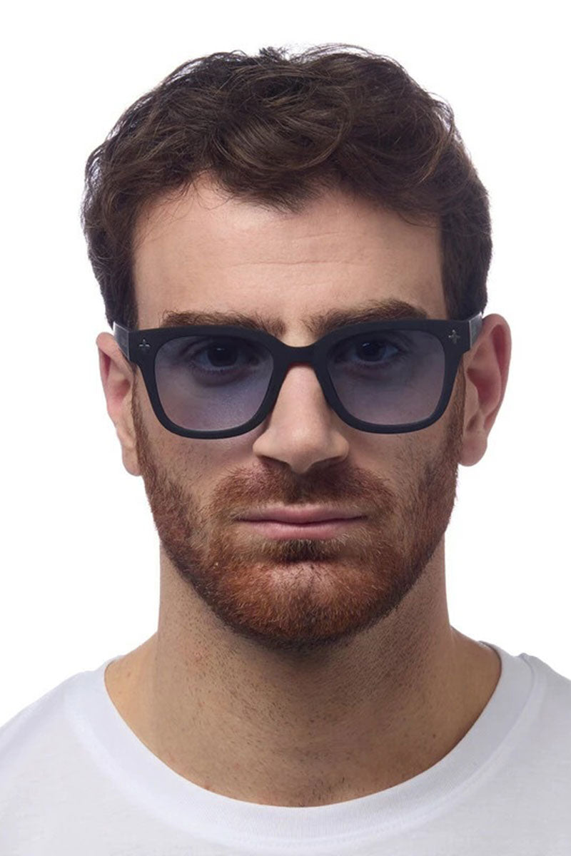 Okkia Giovanni Sunglasses - Black and Grey (blue lenses)