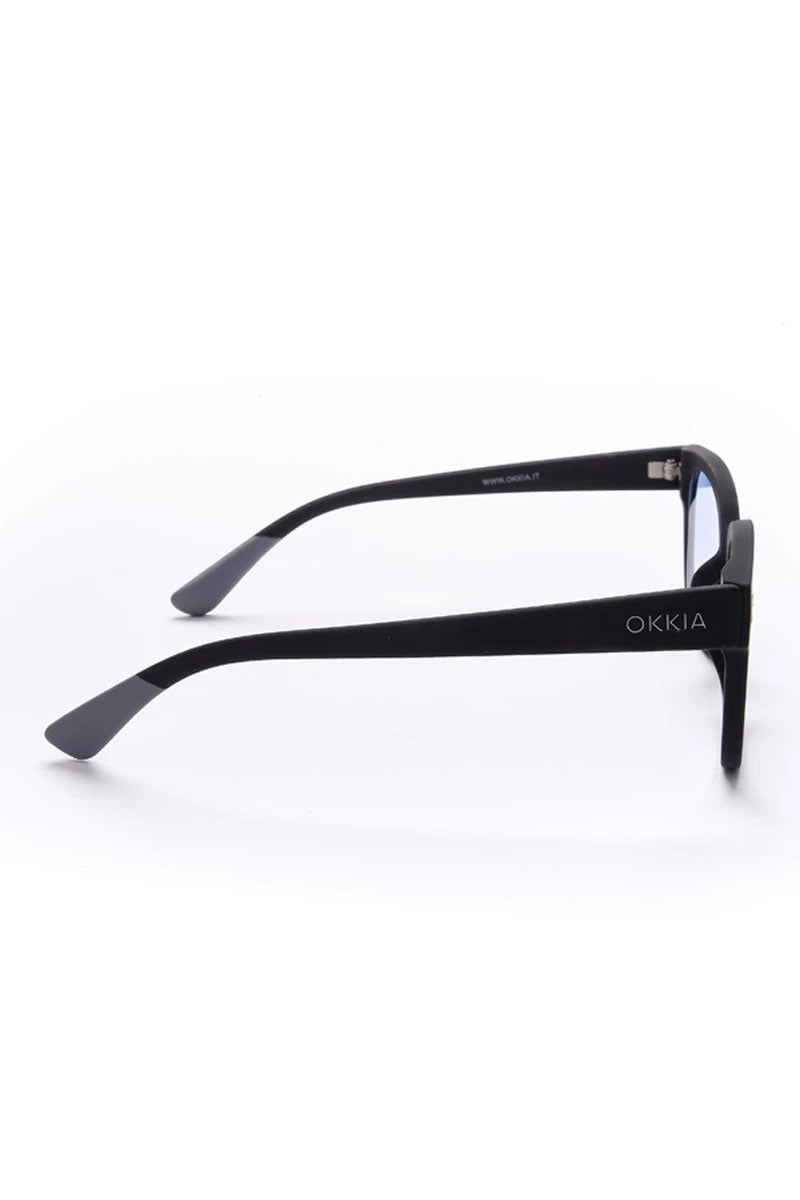Okkia Giovanni Sunglasses - Black and Grey (blue lenses)
