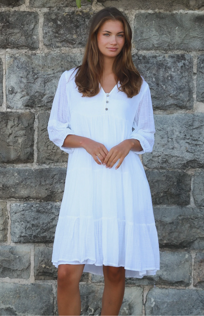 Paisley White Dress Midi Woman