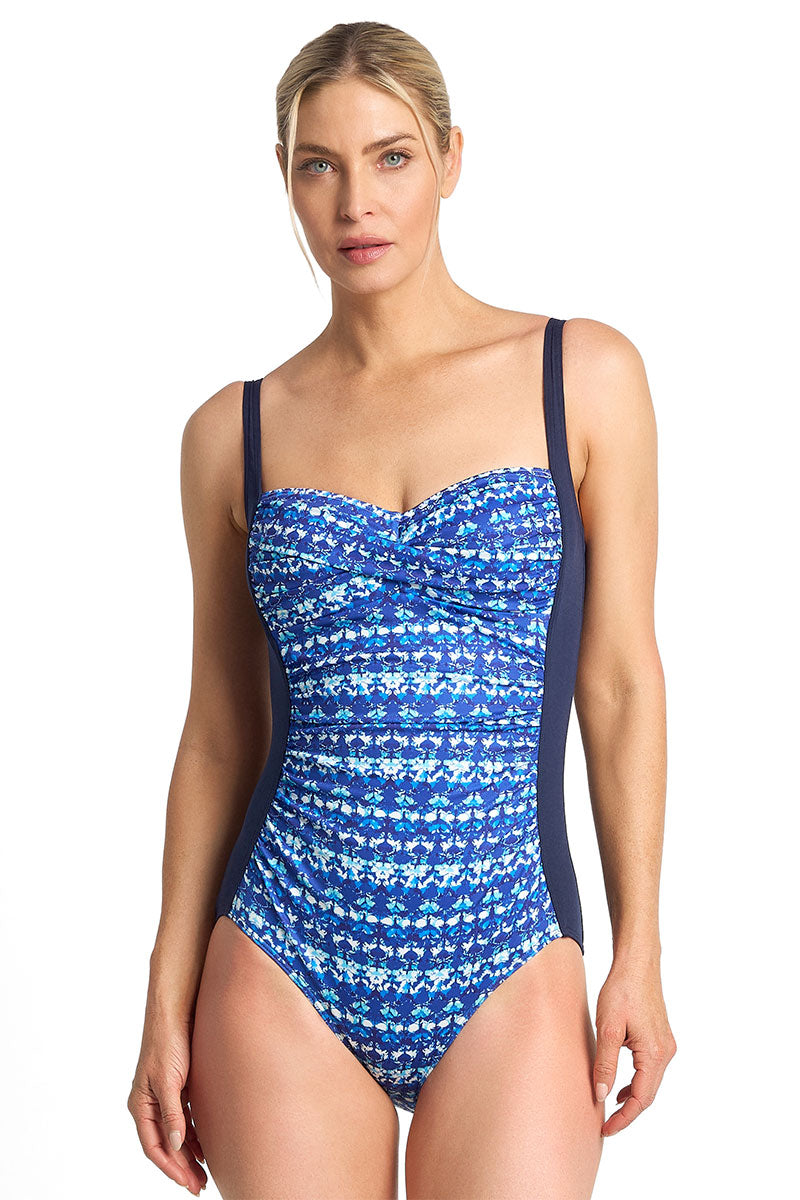 Poolproof Dynasty D Cross Front One Piece - Navy_1