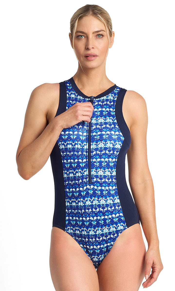 Poolproof Dynasty Sleeveless Mastectomy Surfsuit - Navy_1