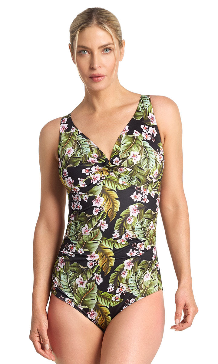 Poolproof Leafique F/G Twist One Piece - Black_1