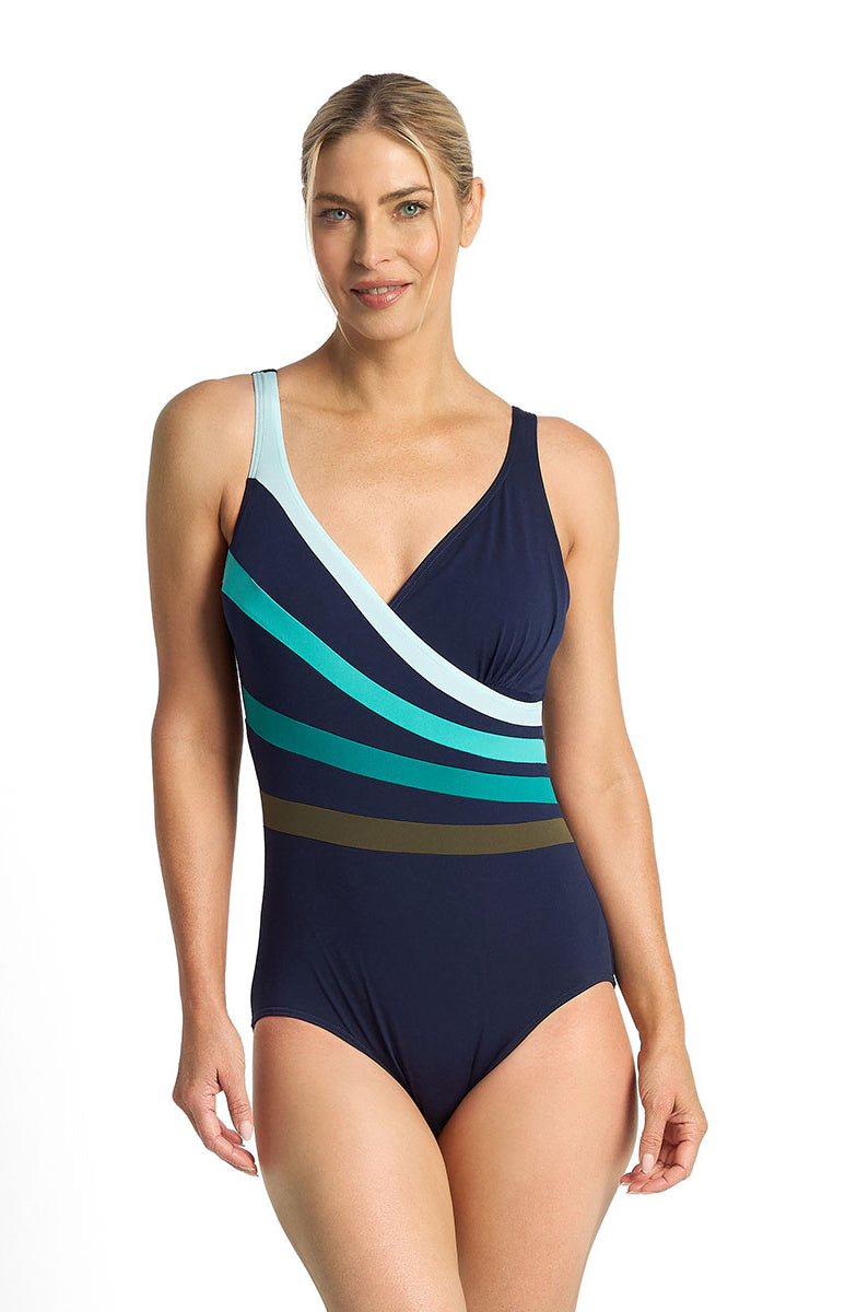Poolproof Rozella Fan Splice Tank One Piece - Sky