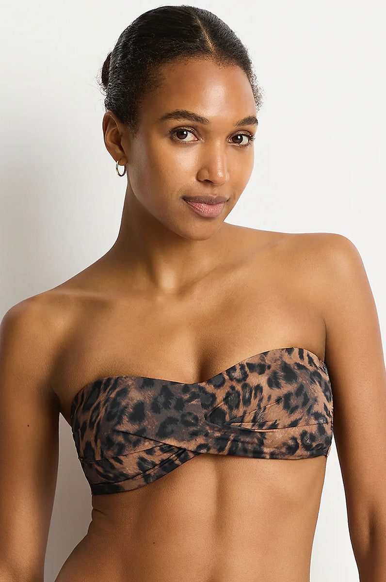 Sea Level Savanna Twist Bandeau Bikini Top - Chocolate_1