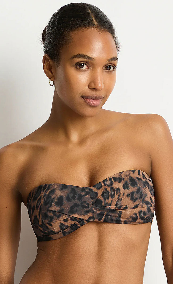Sea Level Savanna Twist Bandeau Bikini Top - Chocolate_1