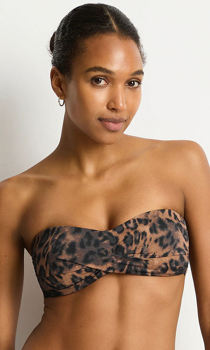 Sea Level Savanna Twist Bandeau Bikini Top - Chocolate_1