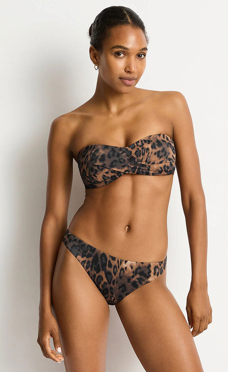 Sea Level Savanna Twist Bandeau Bikini Top - Chocolate_2