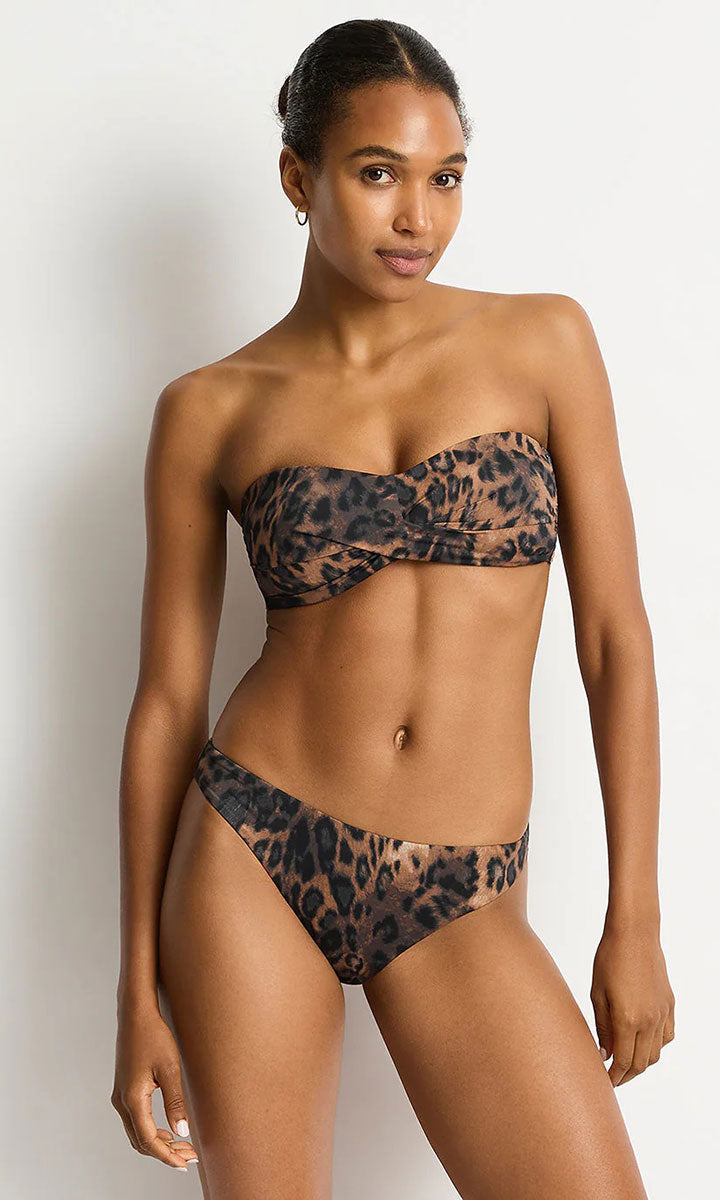 Sea Level Savanna Twist Bandeau Bikini Top - Chocolate_2