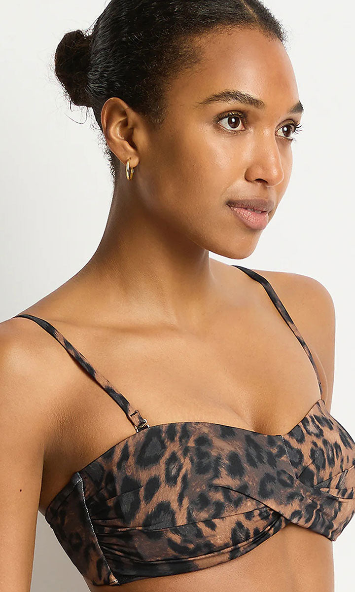 Sea Level Savanna Twist Bandeau Bikini Top - Chocolate_5