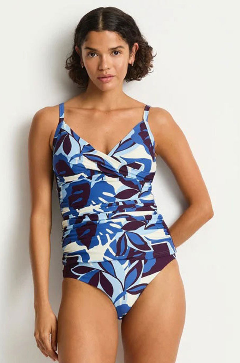 Sea Level SL3078RU Rumba Cross Front Scoop Back Tankini - Denim Blue_6