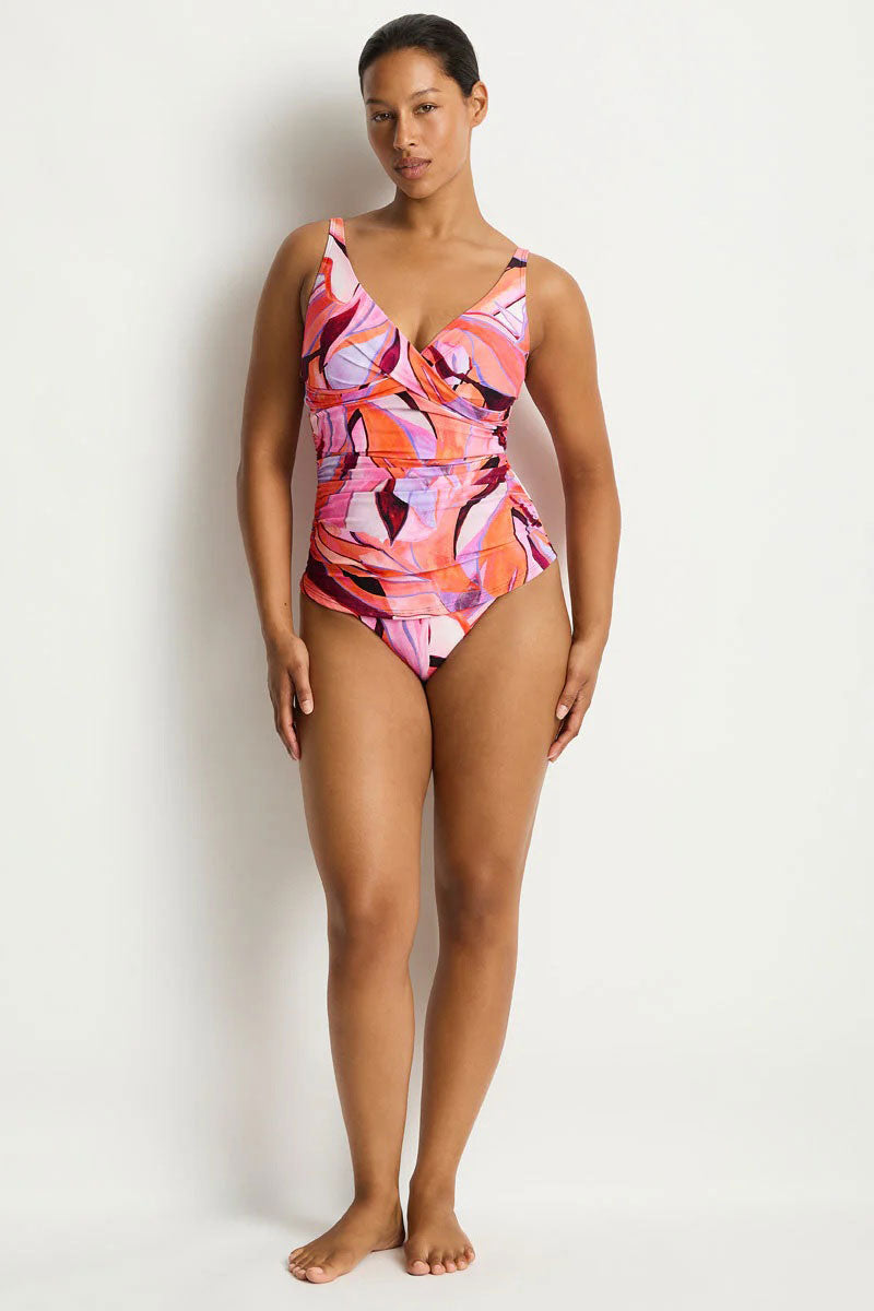 Sea Level SL3206NE Neon Wave Cross Front Multifit Singlet Top - Berry_1
