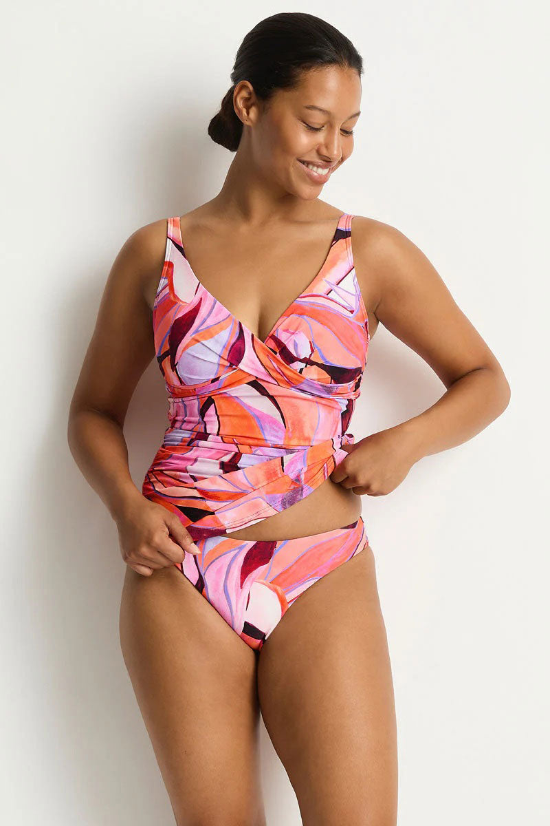 Sea Level SL3206NE Neon Wave Cross Front Multifit Singlet Top - Berry_2